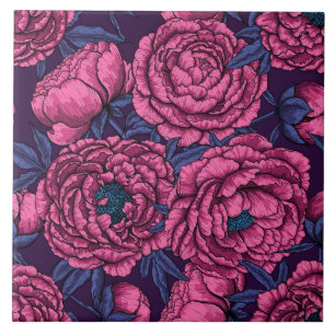 Roze pioenboeket tegeltje