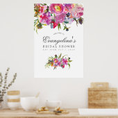 Roze Pioenbruiloft Feestelijke Begroeting Poster (Keuken)