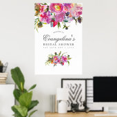 Roze Pioenbruiloft Feestelijke Begroeting Poster (Thuiskantoor)