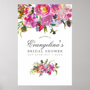 Roze Pioenbruiloft Feestelijke Begroeting Poster
