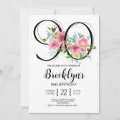 Roze Pioenen 90ste verjaardag Kaart (Voorkant)