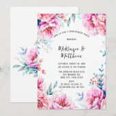 Roze Pioenen Airy Bloemen Verlovingsfeest Kaart (Voorkant / Achterkant)