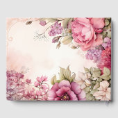 Roze Pioenen Asters Bloemen Huwelijk Gastenboek (Achterkant)