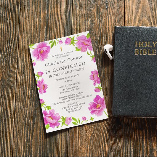 Roze Pioenen Bevestiging Kaart