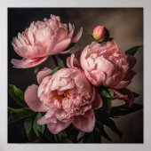 Roze Pioenen Bloem Art Print Poster (Voorkant)