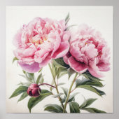 Roze Pioenen Bloem Art Print Poster (Voorkant)