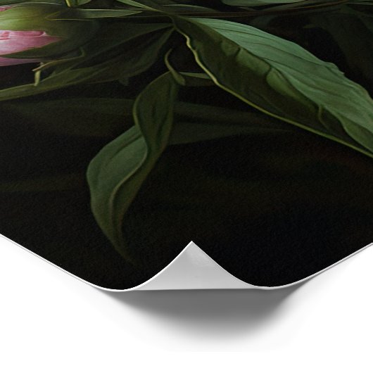 Roze Pioenen Bloem Art Print Poster (Hoek)