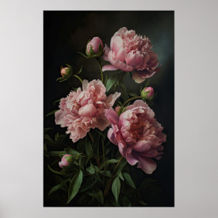 Roze Pioenen Bloem Art Print Poster