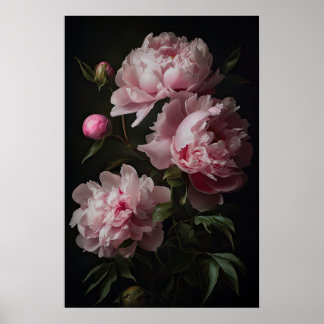 Roze Pioenen Bloem Art Print Poster