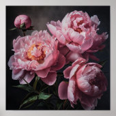 Roze Pioenen Bloem Art Print Poster (Voorkant)