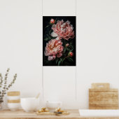 Roze Pioenen Bloem Art Print Poster (Keuken)