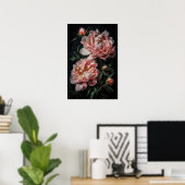 Roze Pioenen Bloem Art Print Poster (Thuiskantoor)