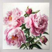 Roze Pioenen Bloem Art Print Poster (Voorkant)