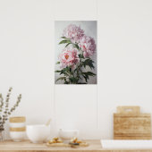 Roze Pioenen Bloem Art Print Poster (Keuken)