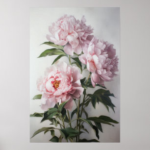 Roze Pioenen Bloem Art Print Poster