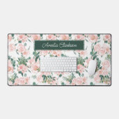 Roze Pioenen Bloemen Aangepaste Naam Bureaumat (Keyboard & Muis)