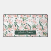 Roze Pioenen Bloemen Aangepaste Naam Bureaumat (Voorkant)