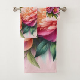  Roze Pioenen Bloemen Handdoek