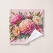 Roze Pioenen Bloemen Handdoek (Wasdoekje)
