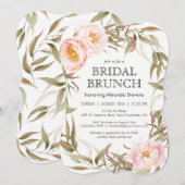 Roze Pioenen Bloemen krans Bridal Brunch Kaart (Voorkant / Achterkant)