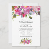  roze pioenen bloemen virtueel Baby shower Kaart (Voorkant)