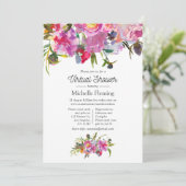  roze pioenen bloemen virtueel Baby shower Kaart (Staand voorkant)