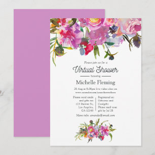  roze pioenen bloemen virtueel Baby shower Kaart