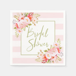 Roze pioenen Bloemen Vrijgezellenfeest Papier serv Servet