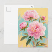 Roze pioenen briefkaart (Voorkant / Achterkant)