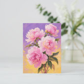 Roze pioenen briefkaart (Staand voorkant)