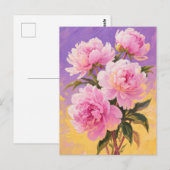 Roze pioenen briefkaart (Voorkant / Achterkant)