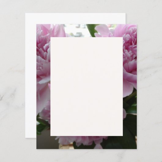 Roze pioenen briefpapier blad (Voorkant / Achterkant)