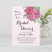 Roze pioenen bruids douche uitnodiging (Staand voorkant)
