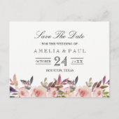 Roze Pioenen Bruiloft Save the Date Briefkaart (Voorkant)