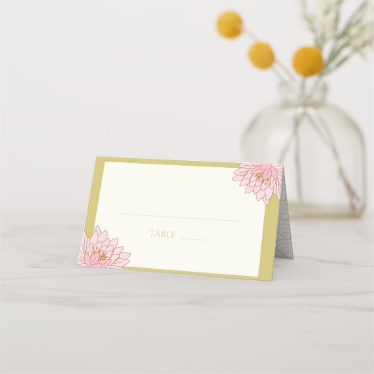 ROZE PIOENEN CHINOISERIE BRUILOFT PLAATS KAART PLAATSKAARTJE (Voorkant)