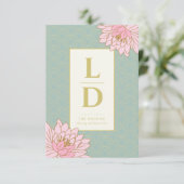 ROZE PIOENEN CHINOISERIE BRUILOFT UITNODIGING (Staand voorkant)