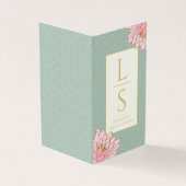 ROZE PIOENEN CHINOISERIE SAGE GROENE INITIALEN KAART (Buitenkant)