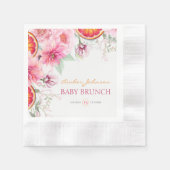 Roze Pioenen & Citrus Baby shower Servet (Voorkant)