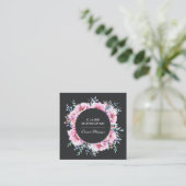 Roze Pioenen | Donker Vierkante Visitekaartje (Staand voorkant)