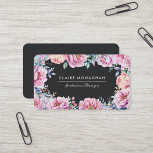 Roze Pioenen   Donker Visitekaartje