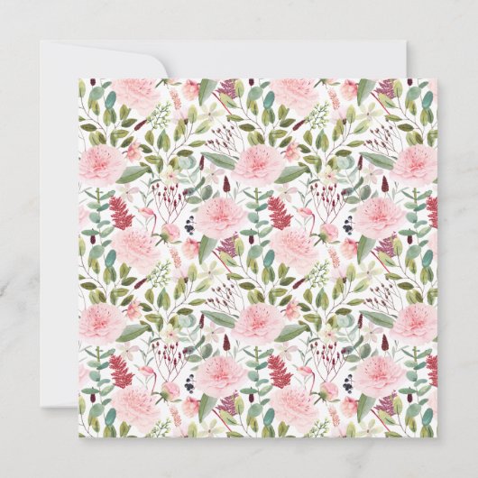 Roze Pioenen en Eucalyptus Waterverf Bloemen Kaart (Achterkant)