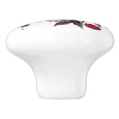 Roze pioenen en frambozen keramische knop (Zijkant)