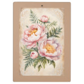 Roze pioenen en kant klembord (Achterkant)