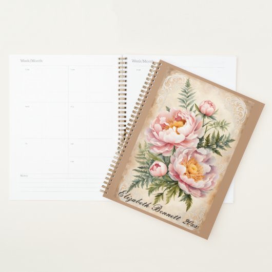 Roze Pioenen en Kant  Planner (Display)