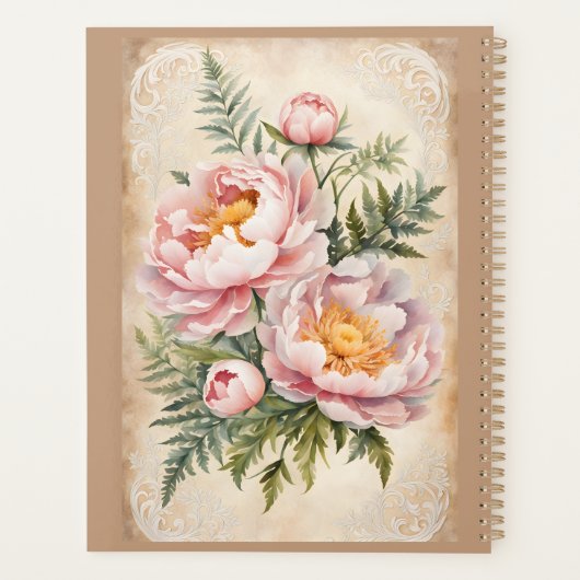 Roze Pioenen en Kant Planner (Achterkant)