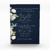 Roze Pioenen en Navy bruiloft uitnodiging Fotoblokken (Voorkant)