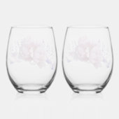 Roze Pioenen en Touch of Lavendel Wijnglas Zonder Voet (Achterkant)