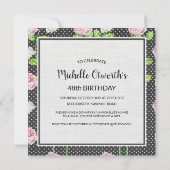 Roze pioenen en witte fiets verjaardagsfeestje kaart (Achterkant)