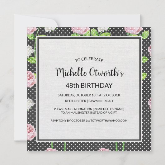 Roze pioenen en witte fiets verjaardagsfeestje kaart (Achterkant)