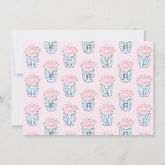  roze pioenen gember jar Vrijgezellenfeest Bedankkaart (Achterkant)